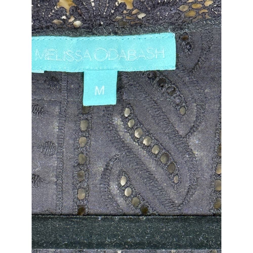 Melissa Odabash Victoria Black Mini Dress Size M Kaftan Cover Up Bell Sleeves - Picture 2 of 9